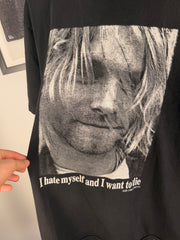 VINTAGE MEXICAN MISSPELLED "KURT COBIAN: I HATE MYSELF AND I WANT TO DIE" SHIRT