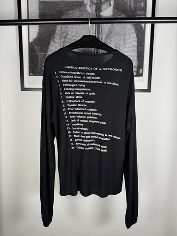 ULTIMATE GRAIL: GOLDEN ERA AUTUMN/WINTER 2017 "CHARACTERISTICS OF A PSYCHOPATH" LONG SLEEVE CASHMERE SWEATER SHIRT