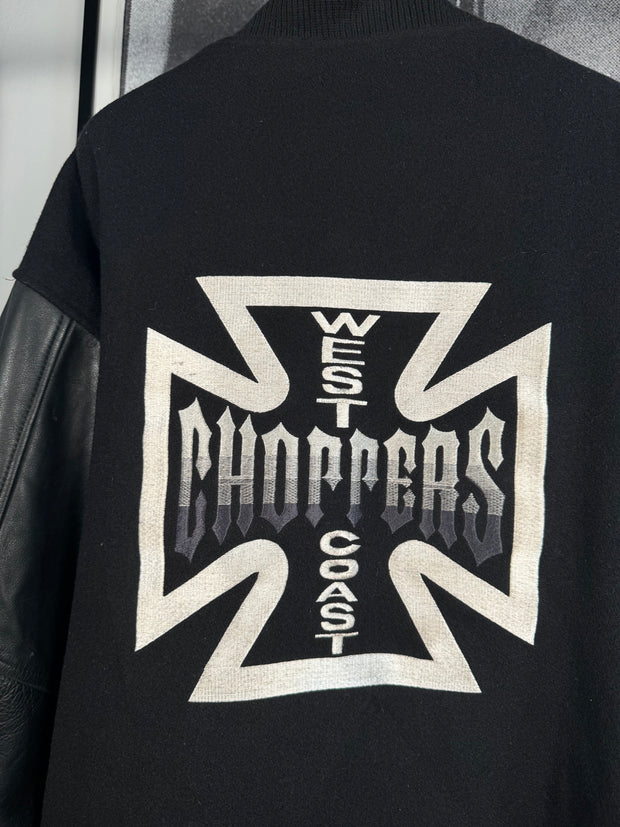 GRAIL WEST COAST CHOPPERS COWHIDE AND BOILED WOOL EMBROIDERED JESSE JAMES LOGO JACKET