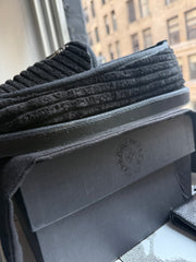 RARE 2025 DAGGER LOGO .925 SILVER CORDUROY MULE SLIPPERS w/ ORIGINAL BOX & RECEIPT (43)