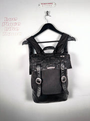 EXTREMELY RARE EARLY 2000'S BLACK WAXED COTTON CROSS PATCH MOTO BACKPACK