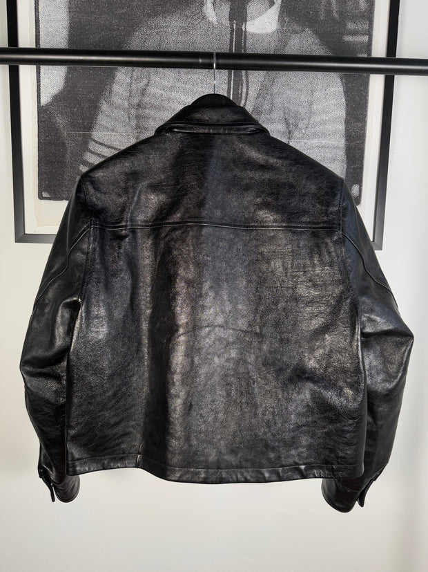 ULTIMATE GRAIL 2020 MADE-TO-ORDER EDITION NOIRE SILK LINED ERD ROSES JACKET EN CUIR