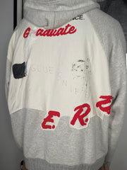 ULTIMATE GRAIL 1 of 1 AUTUMN/WINTER 2019 HAND-DRAWN “GLUE SNIFFER” D.A.R.E. PAINTED PATCHWORK HOODIE