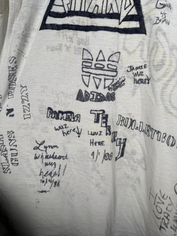INSANE 80'S ANARCHY GROUPIE-OWNED 50+ SIGNATURE POISON ADIDAS DEF LEPPARD BAND TEE