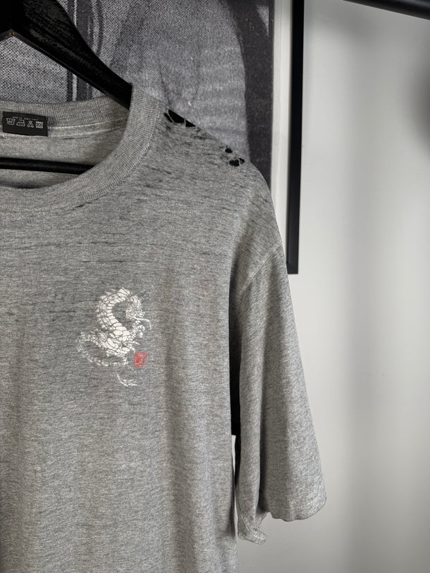 THREADBARE & THRASHED PAPER THIN 90s BOOTLEG BRAZILIAN STUSSY DOUBLE DRAGON SHIRT
