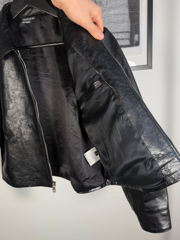 ULTIMATE GRAIL 2020 MADE-TO-ORDER EDITION NOIRE SILK LINED ERD ROSES JACKET EN CUIR