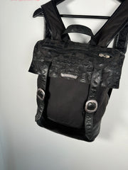 EXTREMELY RARE EARLY 2000'S BLACK WAXED COTTON CROSS PATCH MOTO BACKPACK