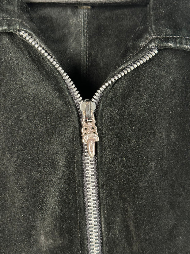 90's CHROME GRAIL SUEDE WESTERN FLEUR JACKET w/ .925 SILVER DOUBLE DAGGER ZIP