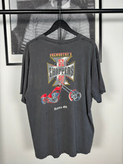 90'S THRASHED GLITTER EFFECT ATLANTA WEST COAST CHOPPERS BOOTLEG "FOXWORTHY'S REDNECK CHOPPERS" SHIRT