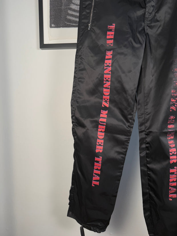 ICONIC FALL/WINTER 2019 "MENENDEZ MURDER TRIAL" ITALIAN NYLON SHOOTER PANTS