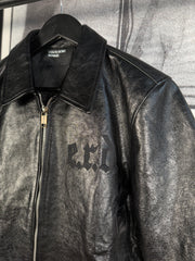 ULTIMATE GRAIL 2020 MADE-TO-ORDER EDITION NOIRE SILK LINED ERD ROSES JACKET EN CUIR