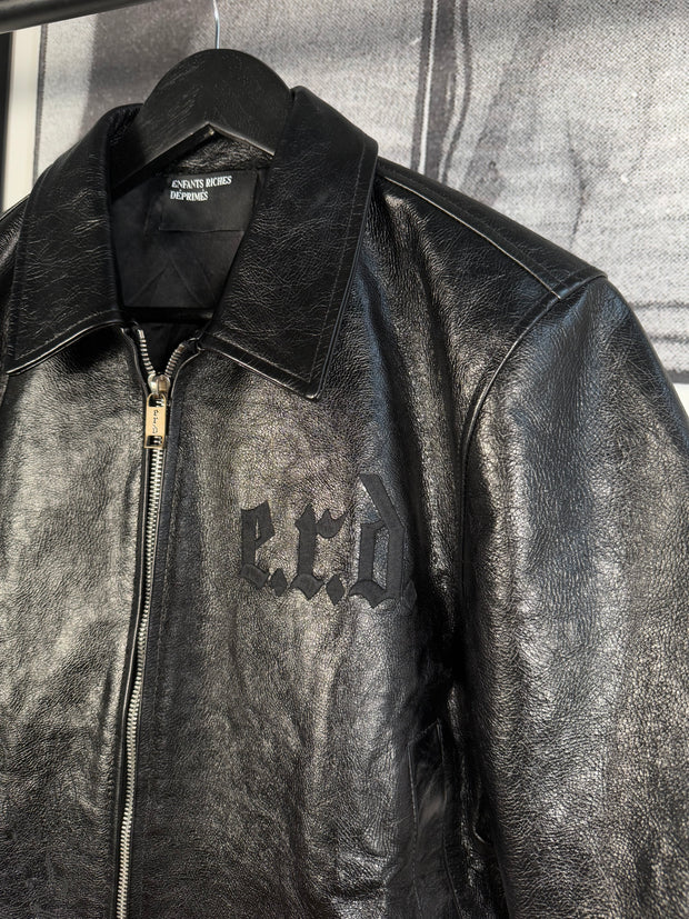 ULTIMATE GRAIL 2020 MADE-TO-ORDER EDITION NOIRE SILK LINED ERD ROSES JACKET EN CUIR