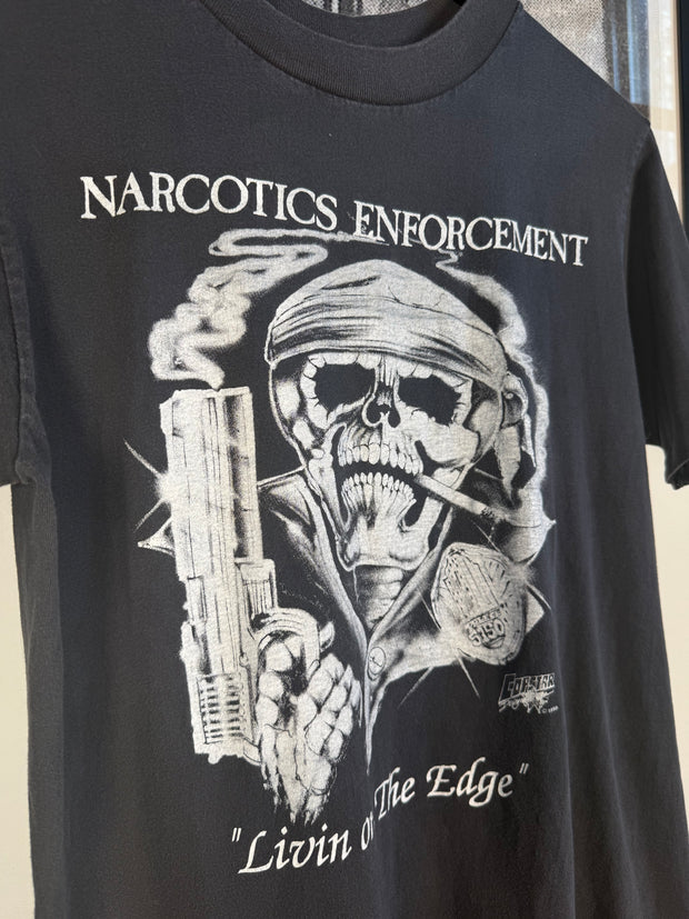 INSANE FADED 90s "NARCOTICS ENFORCEMENT: LIVING ON THE EDGE" SHIRT