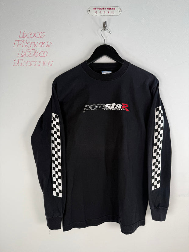 INCREDIBLY RARE PRISTINE 90's PORN STAR SKATEBOARDSRACING CHECKERBOARD LONG SLEEVE