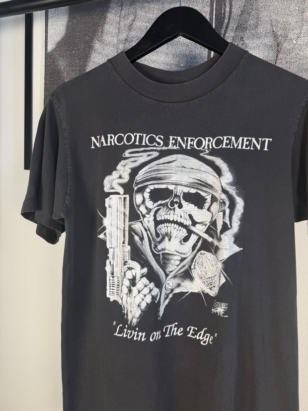 INSANE FADED 90s "NARCOTICS ENFORCEMENT: LIVING ON THE EDGE" SHIRT