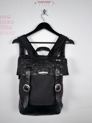 EXTREMELY RARE EARLY 2000'S BLACK WAXED COTTON CROSS PATCH MOTO BACKPACK