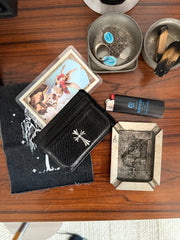 BUTTERY COWHIDE & .925 SILVER CROSS PENDANT CARDHOLDER