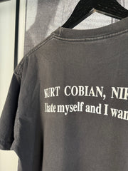 VINTAGE MEXICAN MISSPELLED "KURT COBIAN: I HATE MYSELF AND I WANT TO DIE" SHIRT