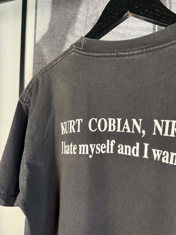 VINTAGE MEXICAN MISSPELLED "KURT COBIAN: I HATE MYSELF AND I WANT TO DIE" SHIRT