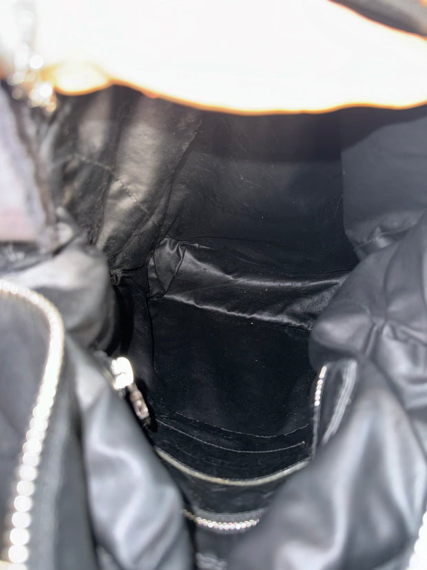 EXTREMELY RARE EARLY 2000'S BLACK WAXED COTTON CROSS PATCH MOTO BACKPACK