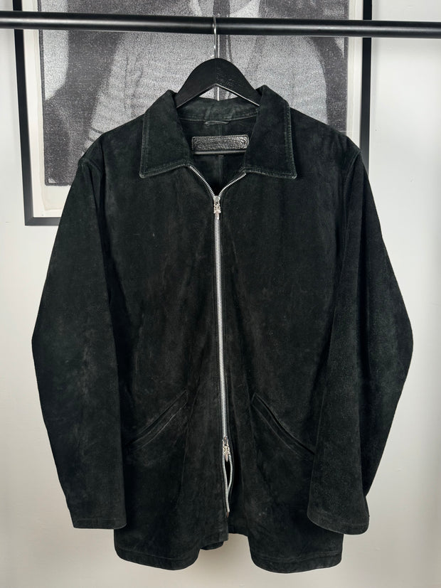 90's CHROME GRAIL SUEDE WESTERN FLEUR JACKET w/ .925 SILVER DOUBLE DAGGER ZIP