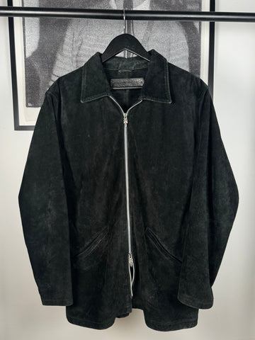 90's CHROME GRAIL SUEDE WESTERN FLEUR JACKET w/ .925 SILVER DOUBLE DAGGER ZIP
