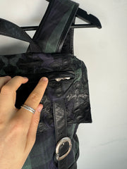 EXTREMELY RARE EARLY 2000'S ALPINE PLAID CROSS PATCH MOTO BACKPACK