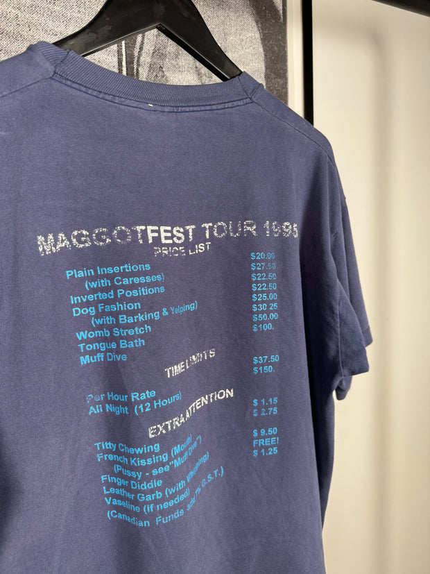 SINGLE STITCH "MAGGOTFEST 1995" BROTHEL MENU SHIRT