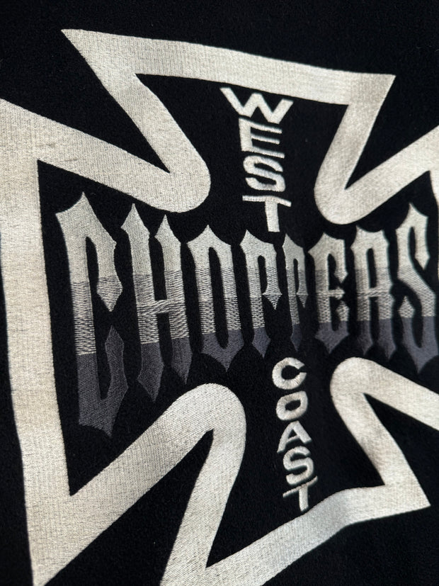 GRAIL WEST COAST CHOPPERS COWHIDE AND BOILED WOOL EMBROIDERED JESSE JAMES LOGO JACKET