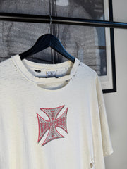 PERFECTLY THRASHED 90s WEST COAST CHOPPERS WHITE/RED LOGO SHIRT