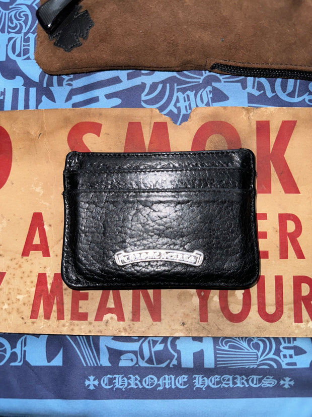 BUTTERY COWHIDE & .925 SILVER CROSS PENDANT CARDHOLDER