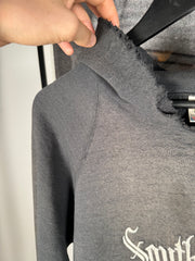 UNBELIEVABLE 80s PERFECTLY THRASHED & FADED "SOUTH SIDE" GOTHIC EMBROIDERY HOODIE