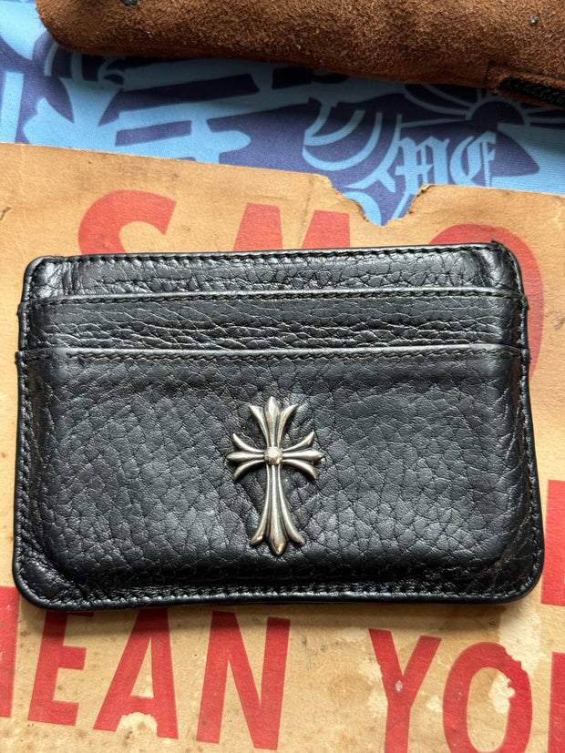 BUTTERY COWHIDE & .925 SILVER CROSS PENDANT CARDHOLDER