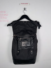 EXTREMELY RARE EARLY 2000'S BLACK WAXED COTTON CROSS PATCH MOTO BACKPACK