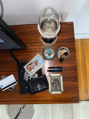 BUTTERY COWHIDE & .925 SILVER CROSS PENDANT CARDHOLDER