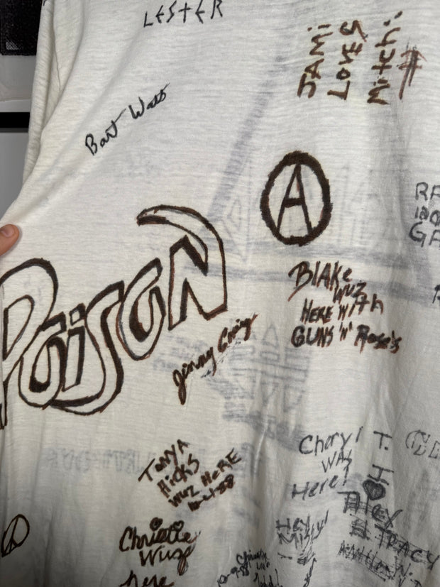 INSANE 80'S ANARCHY GROUPIE-OWNED 50+ SIGNATURE POISON ADIDAS DEF LEPPARD BAND TEE