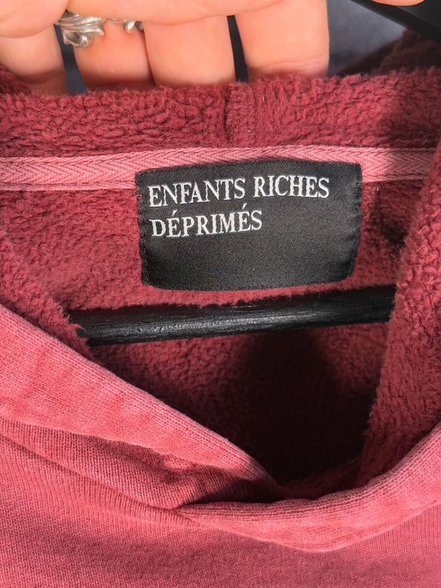 RARE SPRING/SUMMER 2020 MAROON OVER-DYED “CRY FOR HELP” MEGA OVERSIZED HOODIE