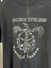 UNBELIEVABLE 2002 DENTAL FLOSS REPAIRED SWEDISH HARDCORE PUNK "PROJECT HOPELESS" SHIRT