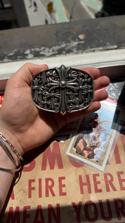BRAND NEW 2025 LARGE SIZE .925 SILVEE CEMETERY BELT BUCKLE w/ OG DUSTBAG AND SHOPPING BACK