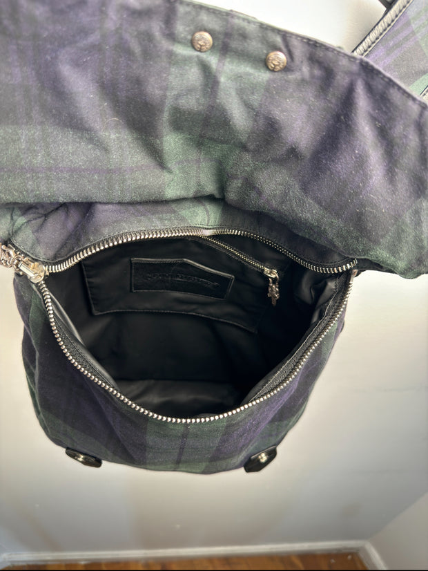 EXTREMELY RARE EARLY 2000'S ALPINE PLAID CROSS PATCH MOTO BACKPACK