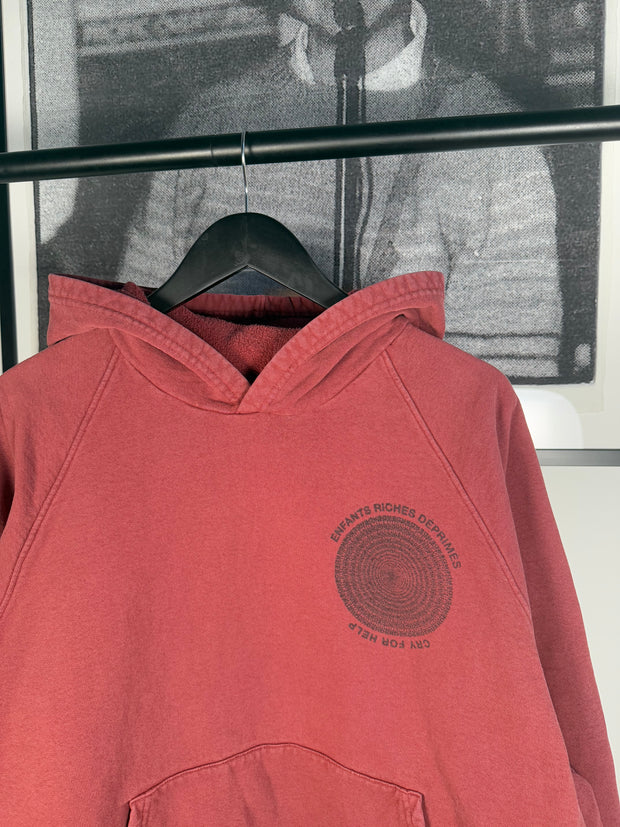 RARE SPRING/SUMMER 2020 MAROON OVER-DYED “CRY FOR HELP” MEGA OVERSIZED HOODIE