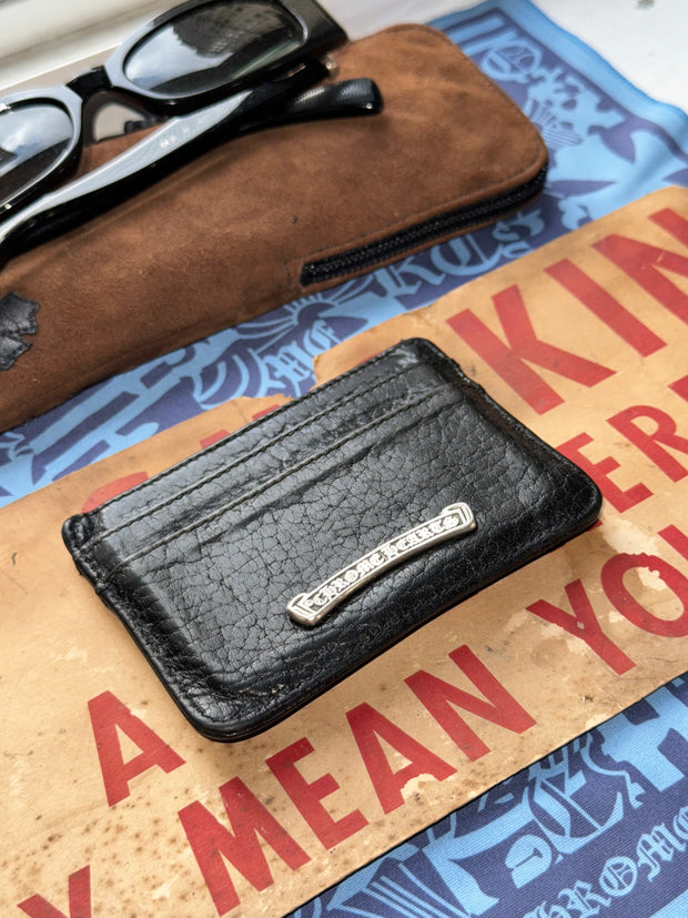 BUTTERY COWHIDE & .925 SILVER CROSS PENDANT CARDHOLDER