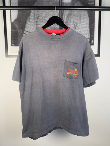 90’s INSANE THRASHED & FADED DOUBLE COLLAR “WINSTON RACING” POCKET SHIRT