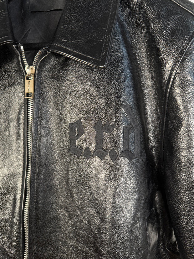 ULTIMATE GRAIL 2020 MADE-TO-ORDER EDITION NOIRE SILK LINED ERD ROSES JACKET EN CUIR