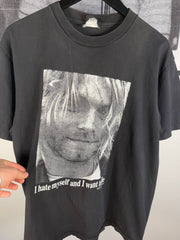 VINTAGE MEXICAN MISSPELLED "KURT COBIAN: I HATE MYSELF AND I WANT TO DIE" SHIRT