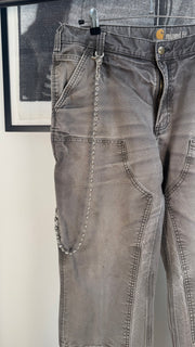 PERFECTLY FADED & WHISKERED CHROME HEARTS STYLE CARHARTT DOUBLE KNEE CARPENTER PANTS