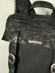 EXTREMELY RARE EARLY 2000'S BLACK WAXED COTTON CROSS PATCH MOTO BACKPACK