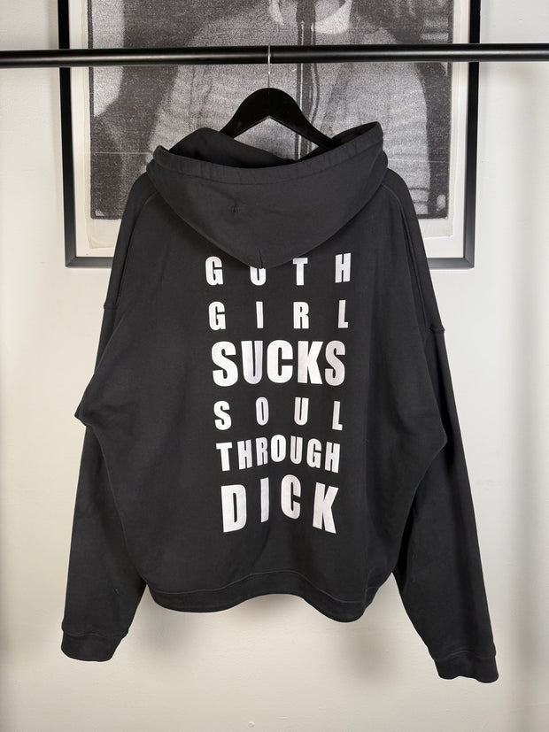 ULTIMATE GRAIL RAREST SIZE FALL/WINTER 2022 "GOTH GIRL SUCKS SOUL THROUGH DICK" ACID WASH VINTAGE TREATMENT HOODIE