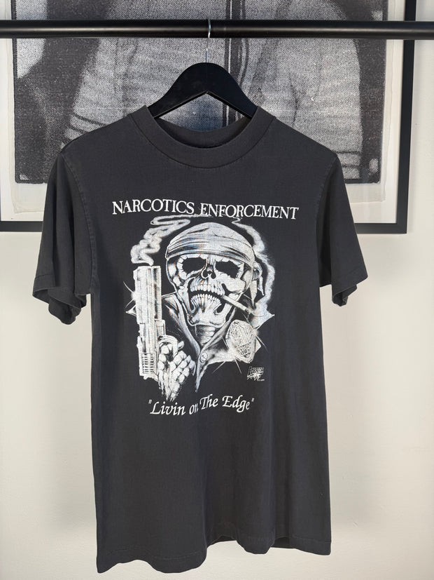 INSANE FADED 90s "NARCOTICS ENFORCEMENT: LIVING ON THE EDGE" SHIRT
