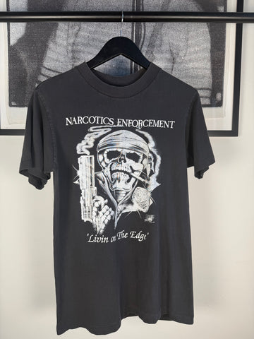 INSANE FADED 90s "NARCOTICS ENFORCEMENT: LIVING ON THE EDGE" SHIRT
